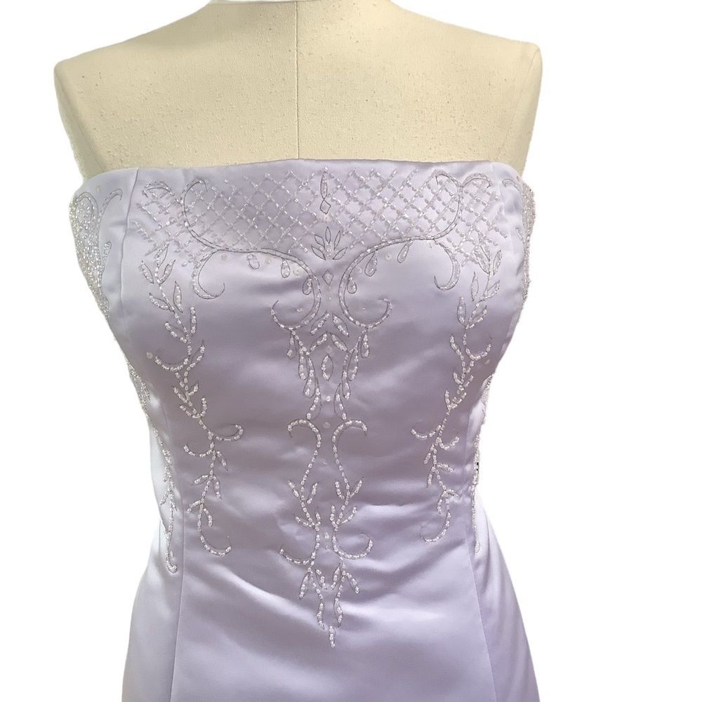 DONNA GRAY Beaded‎ Strapless Formal Gown Lilac Purple Size 16